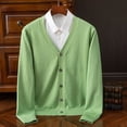thumbnail image 4 of BROWON Brand Mens Sweater Cardigan Business Casual Classic V-neck Solid Color Cardigan Men Sweater Korean Fashion Mens Clothes, 4 of 5