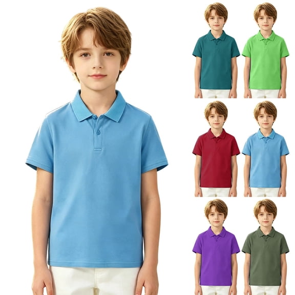 Fozruso Boys Collared Shirt School Uniform Kids Soft Breathable Classic Button Closure Shirt for School and Daily wear