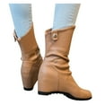 thumbnail image 3 of CALAFEBILA Womens Casual Shoes Brown Fold-Over More Wear High-Heeled High-Heeled Short, 3 of 8