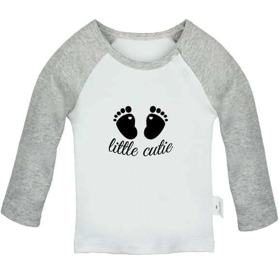 Little Cutie Novelty T shirt For Baby, Newborn Babies T-shirts, Infant Tops, 0-24M Kids Graphic Tees Clothing (Long Gray Raglan T-shirt, 0-6 Months)