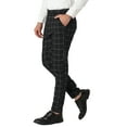thumbnail image 5 of Unique Bargains Men's Slim Fit Plaid Business Pants Trousers with Pockets 34 Black, 5 of 7