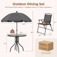 thumbnail image 3 of TLSUNNY 6 Piece Patio Furniture Set with Umbrella, Outdoor Patio Table and Chairs Set. W/ 4 Folding Chairs and Tempered Glass Dining Table, for Deck, Backyard, 3 of 10