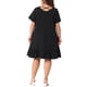 thumbnail image 3 of Vestido de mezclilla de mujer plus size Agnes Orinda, con volantes, casual de verano, de manga corta, 3X, negro, 3 of 6