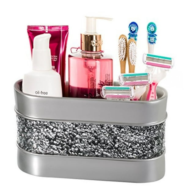 Makeup Brush Holder Bathroom Organizer Countertop Decorative Bathroom Counter Vanity Organizer 3 Slot Cosmetic Brushes Caddy Hair Accessories Storage Gift Packaged Silver Walmart Com Walmart Com