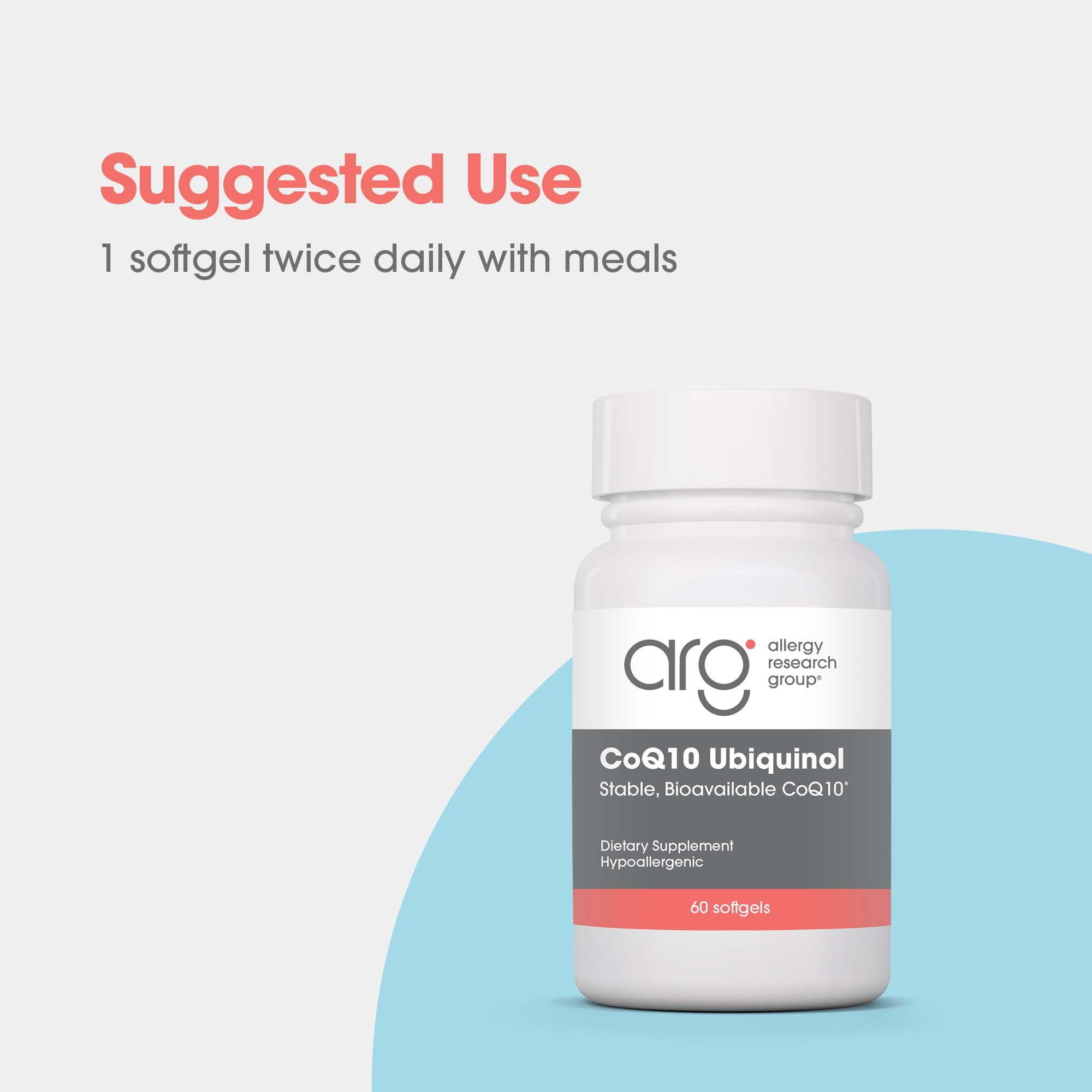 ARG CoQ10 Ubiquinol - Delivers 100 mg CoQ10 - Supports Cellular Energy Production, Antioxidant Activity & Heart Wellness - 60 Servings - 60 Vegetarian Capsules