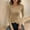 Khaki-01, variant on Women's Sweaters Solid Color V Neck Long Sleeve Cross Front Loose Knit Pullover Soft Skin Friendly Versatile Top Khaki One Size