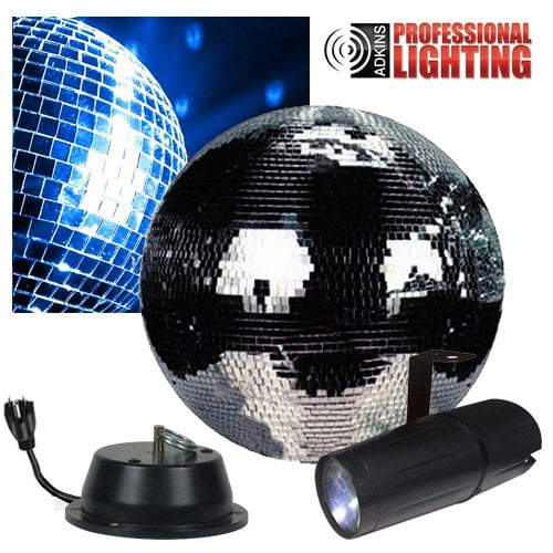 12" Disco Mirror Ball Complete Party Kit with LED Pinspot and Motor