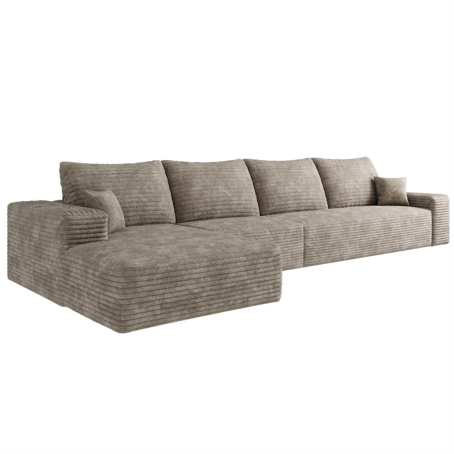 Demi Bonn 135" Modern L-Shape Cloud Sectional Couch with Chaise, Deep Seat, Cozy Upholstered Sofa for Living Room & Bedroom, No Assembly, Beige