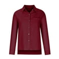 thumbnail image 5 of Under 10$ Buigttklop Womens Color Button Shirts V Neck Loose Blouse Longt Sleeve Casual Work Tunic Tops with Pocket, 5 of 6