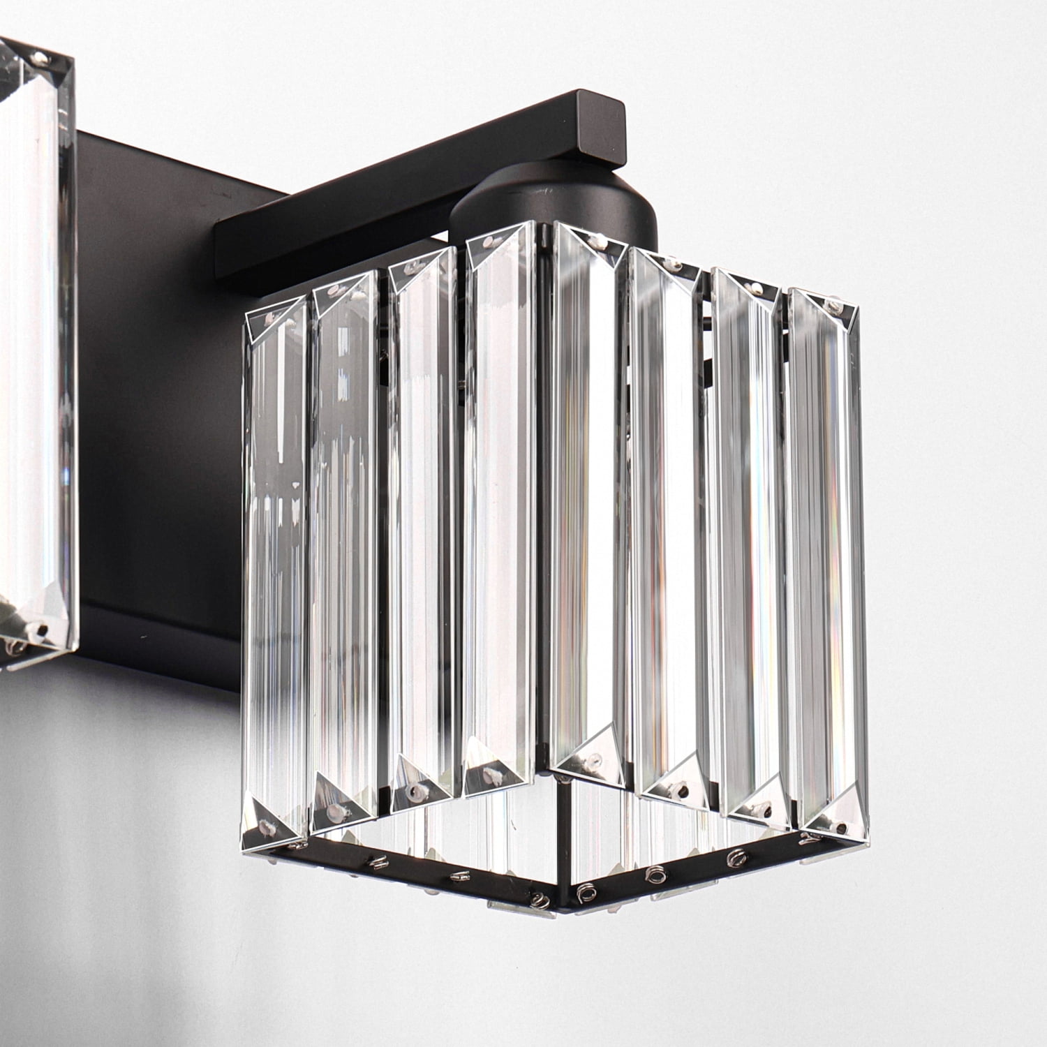 YANSUN 20.4 in Matte Black 3-Light Bathroom Vanity Light with Triangle Glass Shades, Industrial Wall Sconce for Vanity & Mirror Lighting