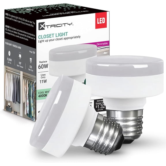 YANTON YANTON Puck Light Bulb, E26 Bulb Base, Dimmable, Flat Light Bulb 11W (60W Equivalent), 800 LumeYANTON, 4000K Cool White, Low Profile Light Bulb 120V, UL Listed (2 Pack)