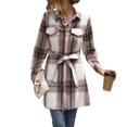 thumbnail image 2 of Women's Casual Dress Long Sleeve Stripe Plaid Elegant Loose Fit Midi Dress for Spring Fall Office Daily,Pink,S, 2 of 7
