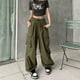 thumbnail image 4 of Mono de nailon de secado rápido, pantalones de paracaídas americanos de verano para mujer, pantalones deportivos casuales de cintura alta y pierna ancha con cordón, 4 of 6