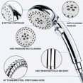 thumbnail image 2 of Shower Head, Handheld Shower Head with 1.5M Hose (No Bracket), 6 Spray Settings High Pressure Detachable Shower Head with On/Off Switch, 2 of 5