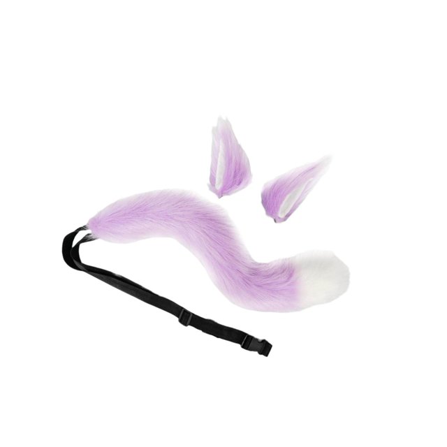 Fox Ensemble Oreilles et Queue pour Enfants Unisexe Ensemble Adulte Enfants Peluche pour Performance Déguisement Violet