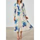 thumbnail image 4 of Vestido PRETTYGARDEN Floral Midi Azul Blanco con Escote en V y Manga Larga Talla S, 4 of 6