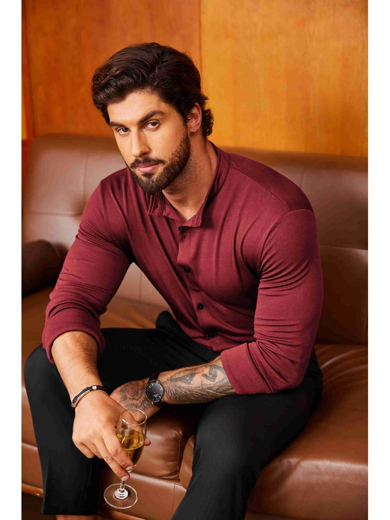 fitted slim fit dress shirts COOFANDY Men's Long Sleeve Button Up Dress Shirts - Athletic Fitted Slim Fit