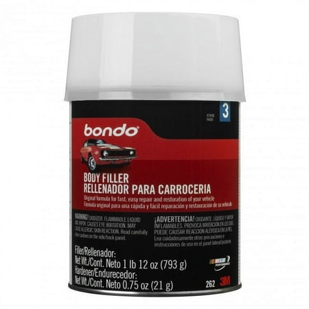 Bondo 262 Automotive Body Filler with Plastic Cap, 1 Qt, Each