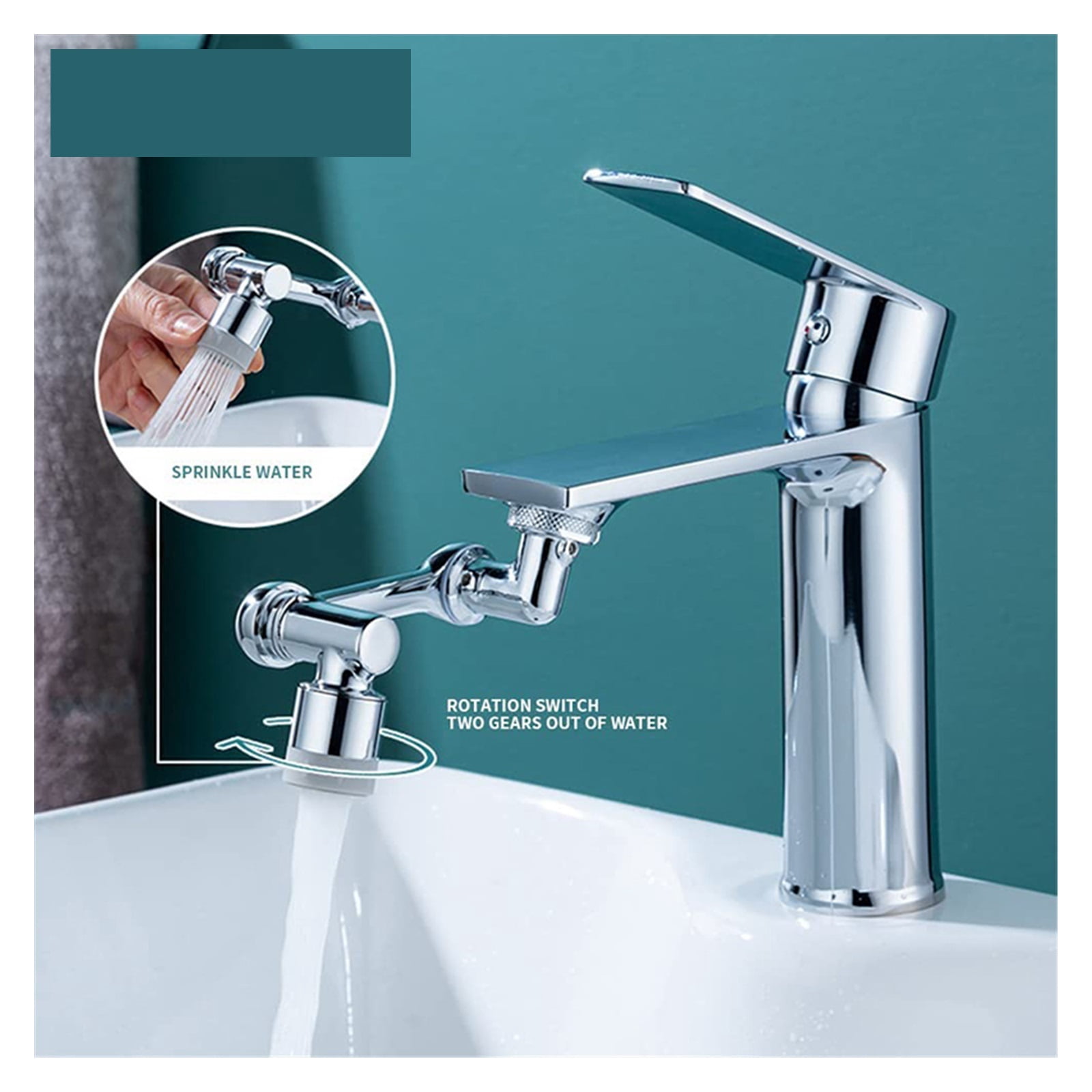 Universal 1080° Swivel Extender Faucet Aerator Splash Resistant Filter Kitchen Washbasin Faucet Aerator Nozzle Faucet Robot Arm ,Easy to Operate