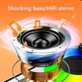thumbnail image 5 of Wireless Induction Audio Bluetooth Speaker, 2024 Upgraded Wireless Cell Phone Stand with Induction Speaker/Power Bank/Atmosphere Light, with Colorful Ambient Light 300° Foldable (2Pcs-Black), 5 of 10