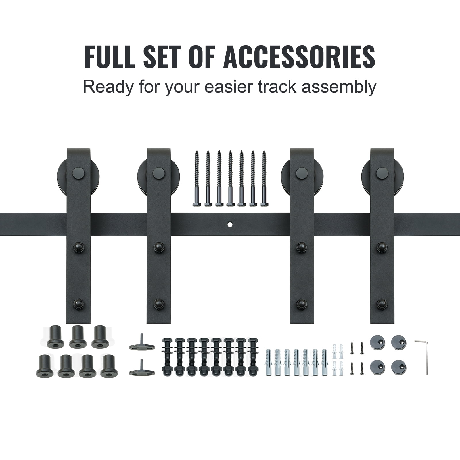 VEVOR 8 ft, Sliding Barn Door, 96.1'' x 1.5'' x 0.2'' Carbon Steel Material Barn Door Hardware Kit