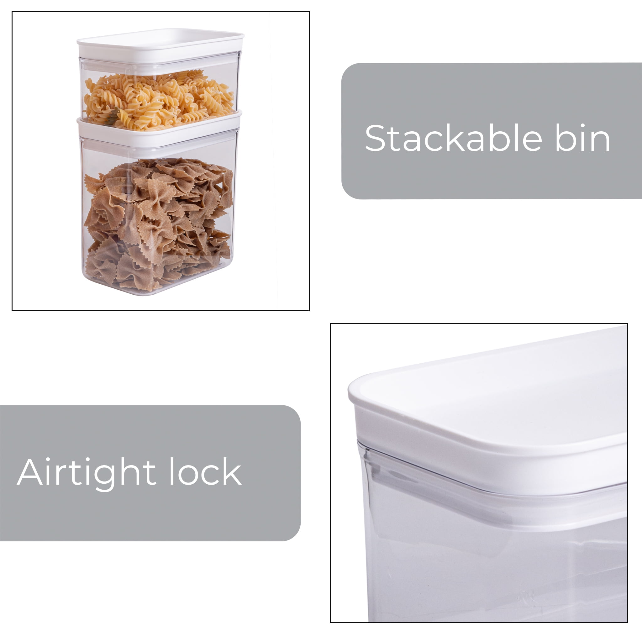 Mainstays Rectangular Plastic Food Storage Canister - Medium- 6.61”W x 4.24”D x 6.61”H​