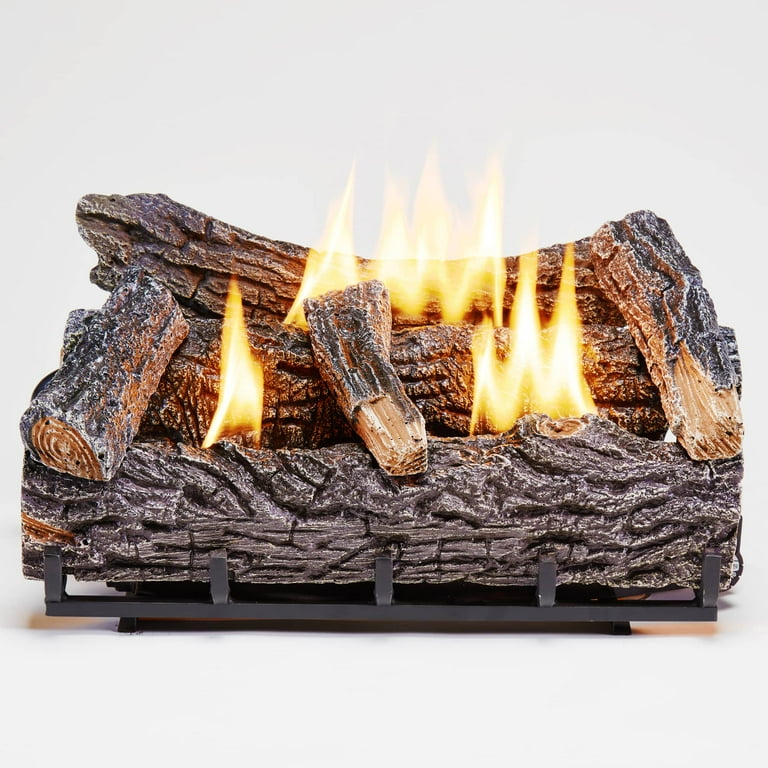 Duluth Forge Ventless Natural Gas Log Set - 21 in. Winter Oak, 32,000 BTU,  Manual Control - Model# DLS-N21M - Walmart.com