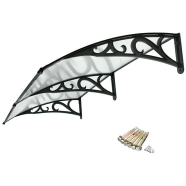 ZenStyle 6.4’ x 3.2’ Clear Polycarbonate Metal Frame Doorway Awning, Waterproof, UV Filtering