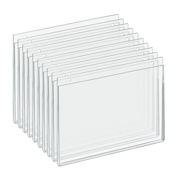 Azar 162715 Acrylic Horizontal Wall Mount Sign Holder, 10 Count, 11 in W x 8.5 in H