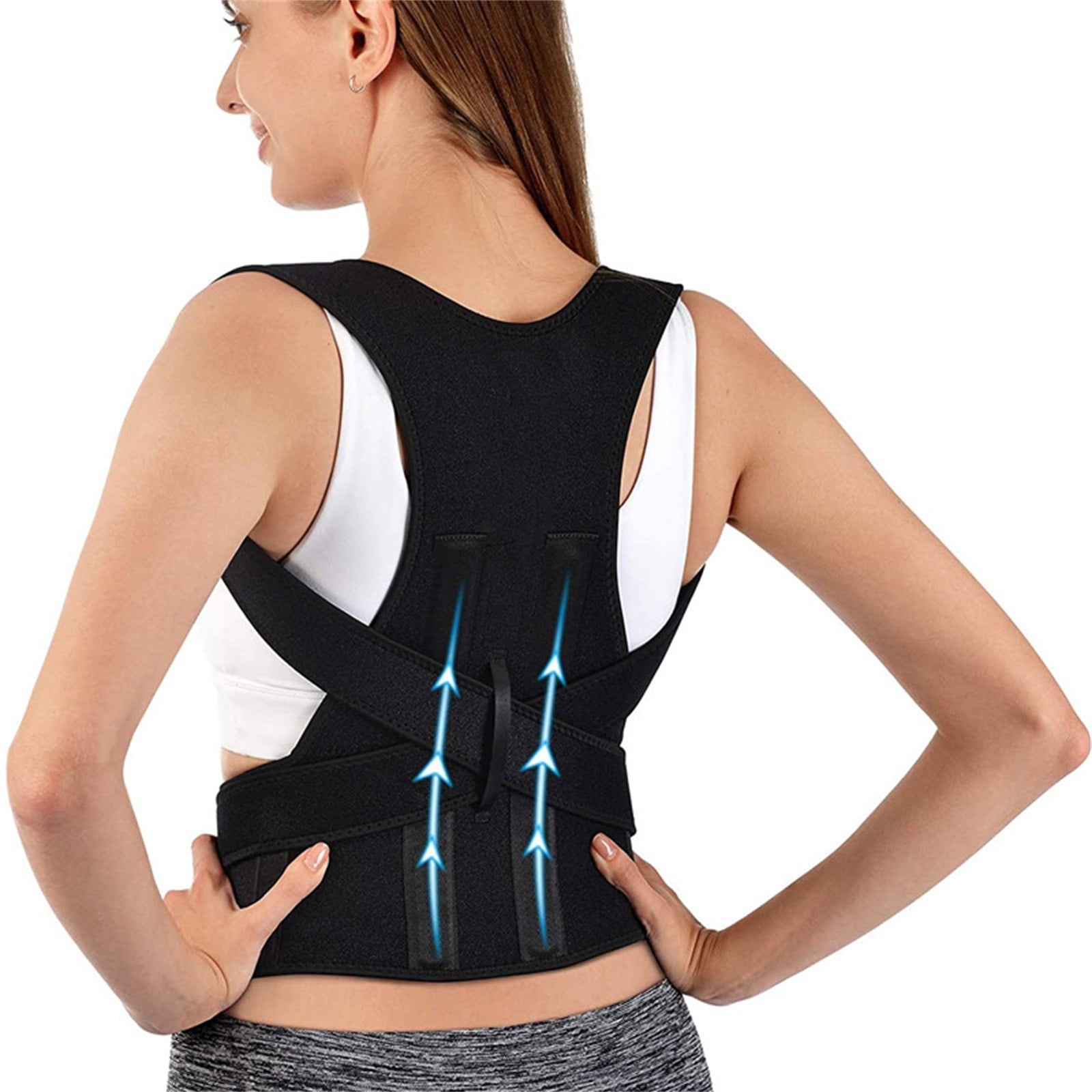 Back Brace for Posture Correction with Support Rods for Men and Women - Adjustable Posture Corrector for Back, Neck and Shoulder Pain Relief