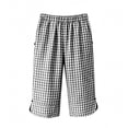 thumbnail image 4 of Women High Waist Casual Wide Leg Long Pants Plaid Capri Pants with Pockets Elastic Waist Beach Trousers Pants, 4 of 6