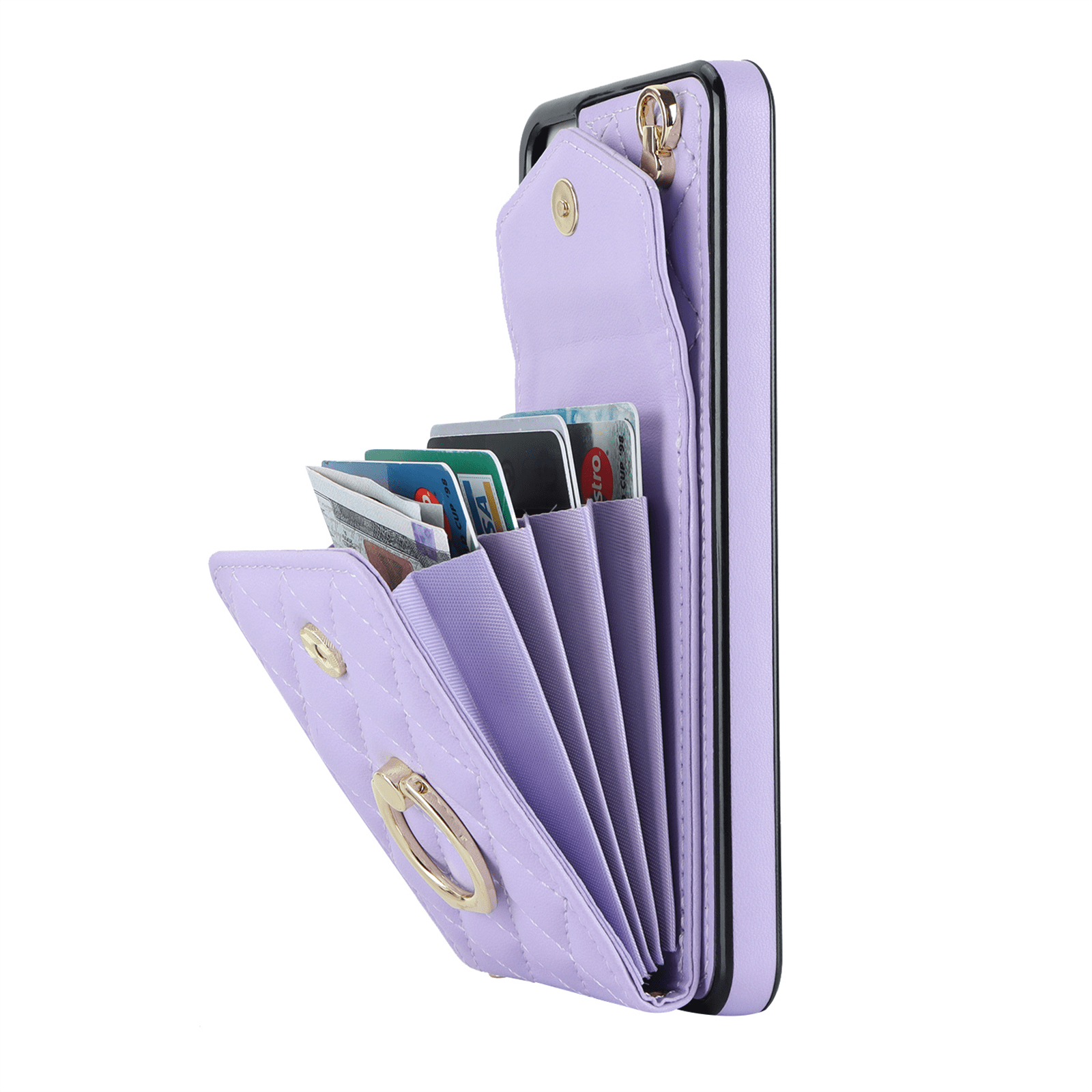 Asuwish Wallet RFID Blocking PU Leather Cell Phone Case with Tempered Glass Screen Protector, Wrist Strap for Samsung Galaxy S21 FE/S21 FE 5G UW, Purple