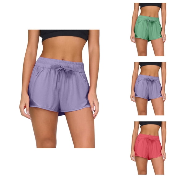 Athletic Shorts for Women Summer Breathable Quick Drying Elastic Waist Relaxed Fit Workout Running Shorts with Pockets