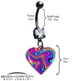 thumbnail image 2 of Body Candy Dangle Belly Ring - 316L Stainless Steel Black Navel Ring Piercing Swirling Heart Belly Button Ring for Women Men, 2 of 3