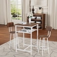 thumbnail image 3 of Xukmct Metal Frame Bar Table with 2 Pack Bar Stools, Wood Top Bar Table Stools Set for Living Room, Dining Room, Bar, White+Brown, 3 of 9