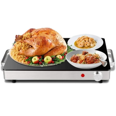 Costway Electric Warming Tray Stainless Steel Dish Warmer w/Black Glass Top Hot (Best Electric Warming Tray)