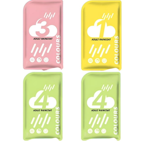 TELOLY 4Pcs Rain Ponchos for Adults,Hygienic Option Rain Poncho,No Extra Weight Rain Coats for Men,Style1