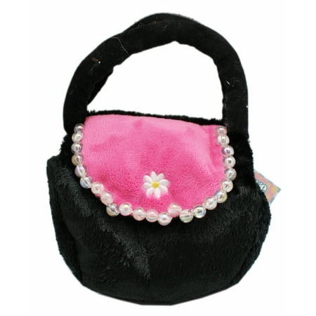 Black Colored Faux Fur Plush purse - By Ganz