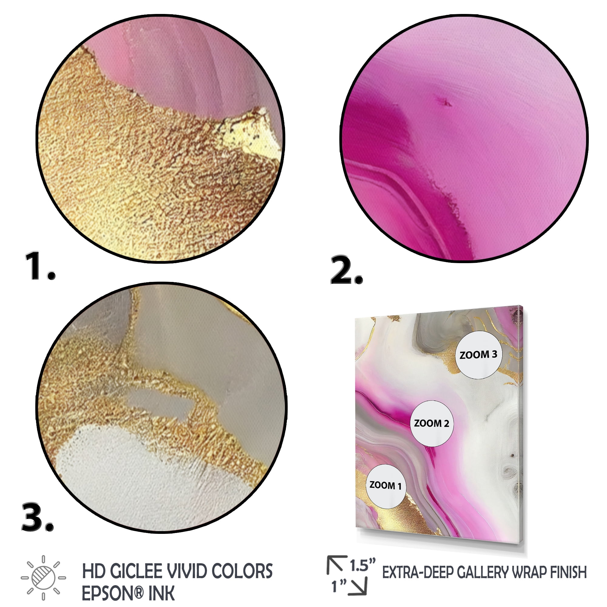 Designart Pink And Gold Marble Abstract II Canvas Wall Art
