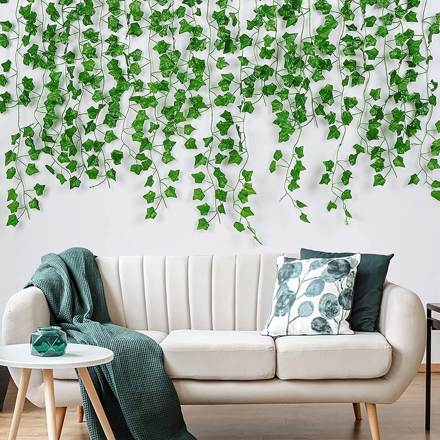 Artificial Ivy Fake Greenery Leaf Garland Plants Vine Foliage Flowers  Hanging for Wedding Party Garden Home Kitchen Office Wall, Indoor Outdoor  Decoration（12/24/36 PCS） 
