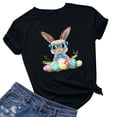 thumbnail image 4 of Pantalones Cortos para las Mujeres Sexy Pascua Moda Impresión Cuello Redondo Tee, Poliéster Ligero Casual Top para Primavera Verano Diario, Blusa de Suéter, 4 of 4