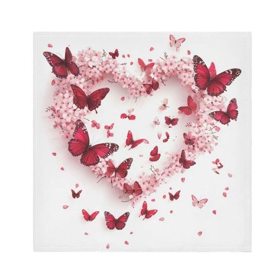 WOBOGO Red Butterfly Pink Floral Cloth Napkins 1 Piece Soft Elegant Touch Durable Absorbent Quick Drying for Elegant Dining