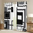 thumbnail image 2 of Erosebridal Black White And Grey Window Curtains 42"Wx90"L For Men,Abstract Geometric Blackout Curtains Geometry Square Striped Window Curtains Simple Lines Curtains 2 Panels Modern Bedroom Decor, 2 of 6