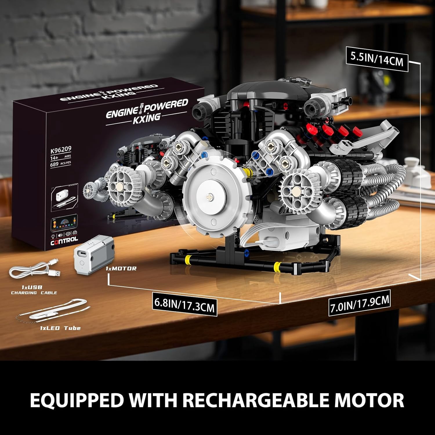 V8 Engine Model Kit That Works, APP Controlled Engines Building Block Set Physical Science Experiment Models, Best STEM Toy