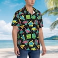 thumbnail image 5 of Balery Geometric Dinosaur Print Men's Hawaiian Shirts Short Sleeve Beach Shirt Relaxed Fit Vacation Button Down Shirts-, 5 of 9