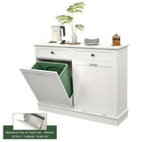 TC-HOMENY Tilt Out Trash Cabinet, Double Trash Can with Drawer and ...