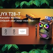 JYX Karaoke Machine for Adults Kids, Home Karaoke Speaker with 2 Microphones, Portable Bluetooth Speaker with Eagle Eye Dj Lights for Party, T28-T