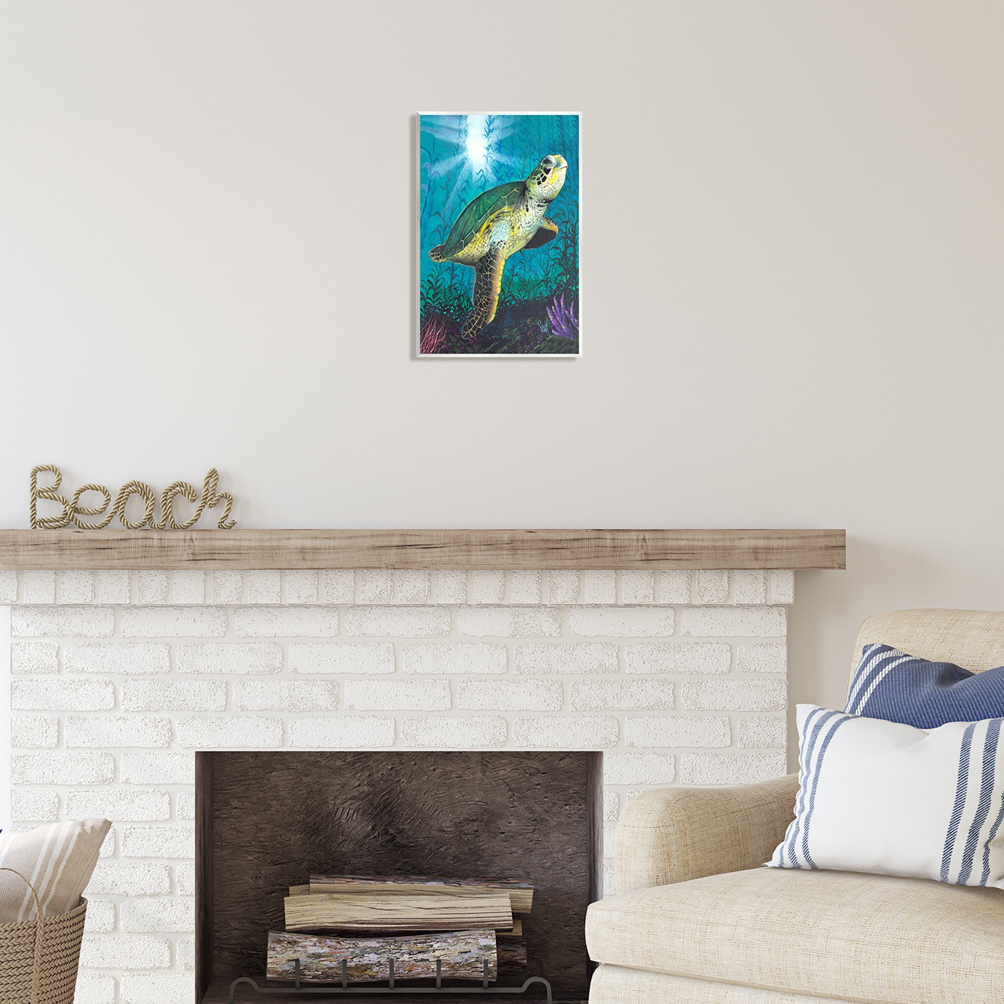 Stupell Industries Turtle Underwater Reef Animals & Insects Painting Unframed Art Print Wall Art, 10 x 15
