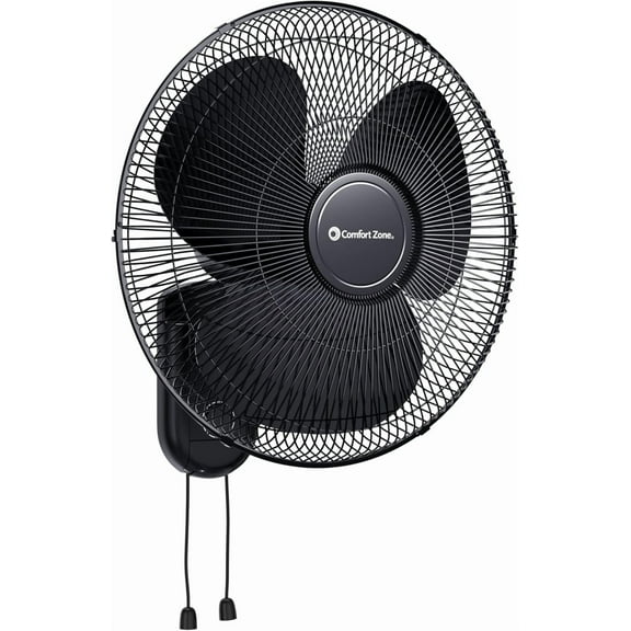 Comfort Zone 16" Wall Mount Fan, Black
