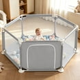 thumbnail image 6 of Baby Playpen, Travel Baby Playards, Baby Play Yard, 6Panels Portable Infant Play Game Area,Gray, 6 of 7